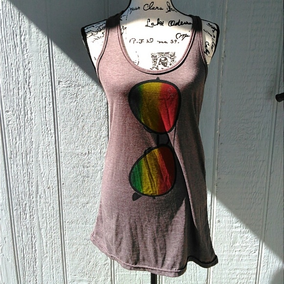 Tops - Long, Brown Loose-Fitted Tank